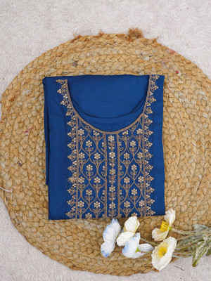 SHIVAYFAB Women Embroidered A-line Kurta(Blue)