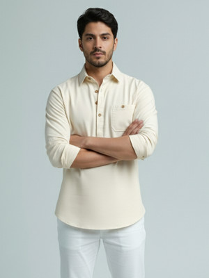 Vida Loca Men Solid A-line Kurta(Beige)