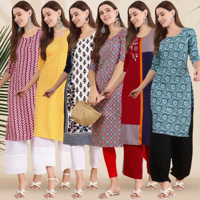 1 Stop Fashion Women Printed A-line Kurta(Multicolor)