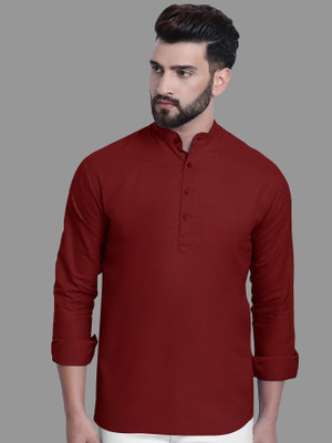 Priya Enterprises Men Solid A-line Kurta(Maroon)