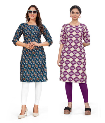 dharmanandan creation Women Printed A-line Kurta(Multicolor)