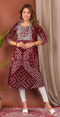 PARTH FASHIONS Women Self Design A-line Kurta(Maroon)