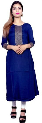 ARCHIT CREATION Women Floral Print Ethnic Dress Kurta(Dark Blue, Gold)