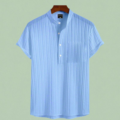 Looksky Men Self Design A-line Kurta(Light Blue)