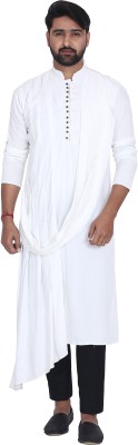 kiaz fashion Men Self Design Frontslit Kurta(White)