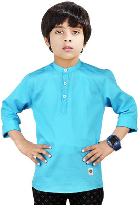 MOHINI CREATION Boys Solid Straight Kurta(Light Blue)