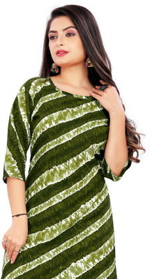 RAVI CREATION YOGICHOWK Women Printed A-line Kurta(Green)