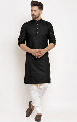 TIPTOP TRENDZ Men Solid Straight Kurta(Black)