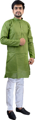 QualityGarments Men Solid Ethnic Dress Kurta(Green)