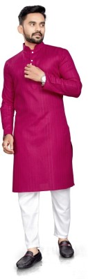 Chetanbhhtt Men Solid Straight Kurta(Pink)