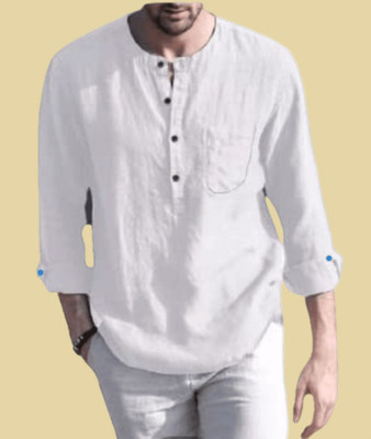 ZAKOD Men Solid Straight Kurta(White)