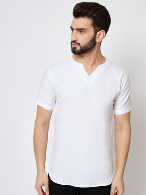 SuperTrend Men Embroidered Straight Kurta(White)