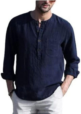 SuperTrend Men Printed Straight Kurta(Black)