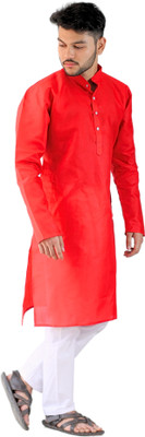 YOUTH ROBE Men Solid A-line Kurta(Red)