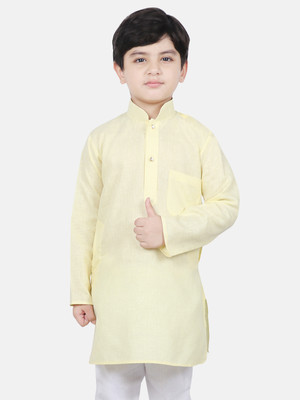 SG YUVRAJ Boys Self Design Straight Kurta(Yellow)