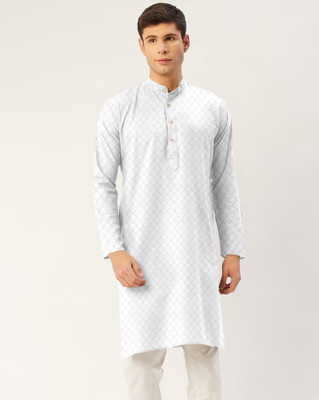 CHIRASVI Men Embroidered Straight Kurta(White)