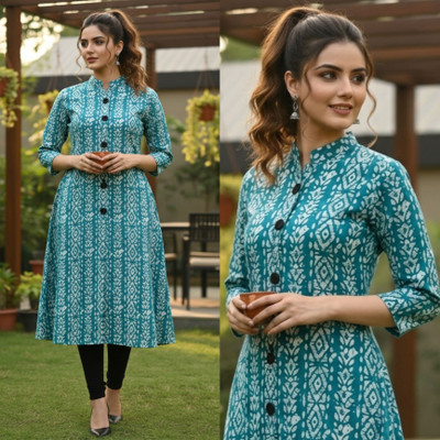 usagi Women Printed A-line Kurta(Multicolor)