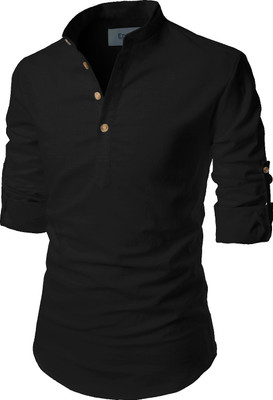 Vimal Star Men Solid A-line Kurta(Black)