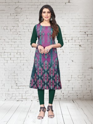 Pemvati fashion Women Printed Anarkali Kurta(Green)