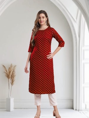 ONE TRILLION Women Printed Straight Kurta(Red)