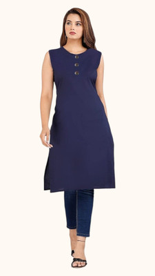 Good Straders Women Solid A-line Kurta(Dark Blue)