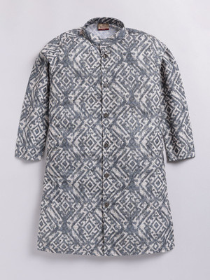 Tabard Boys Printed Straight Kurta(Green)