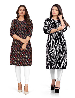 dharmanandan creation Women Printed Straight Kurta(Multicolor)