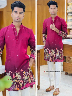 CRYSTALREVENUE Men Embroidered Straight Kurta(Multicolor)