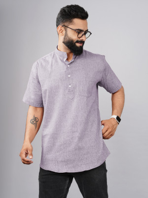 QuaClo Men Self Design Straight Kurta(Purple)