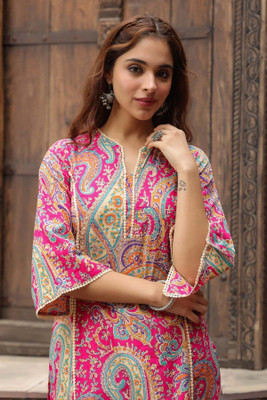 PRISCA Women Printed Straight Kurta(Multicolor)