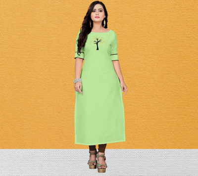 mahi creation Women Self Design Straight Kurta(Light Green)