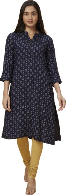 Globus Women Printed Straight Kurta(Blue)