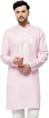 TS Lifestyle Men Solid Straight Kurta(Pink)