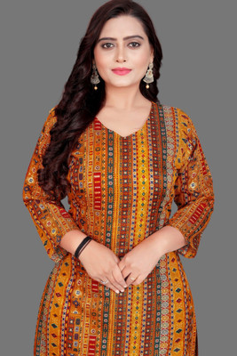 Shyam Fashion Women Printed Straight Kurta(Yellow)