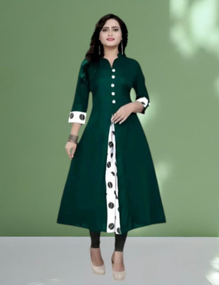 Virass Creation Women Solid A-line Kurta(Blue)