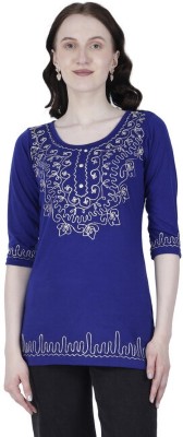 Flipshi Women Embroidered Straight Kurta(Dark Blue)