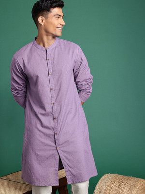 Sangria Men Solid Straight Kurta(Purple)