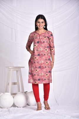 rashmi shree creation Women Printed Straight Kurta(Pink)