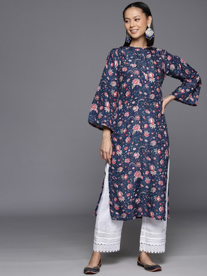 Varanga Women Printed Straight Kurta(Blue)