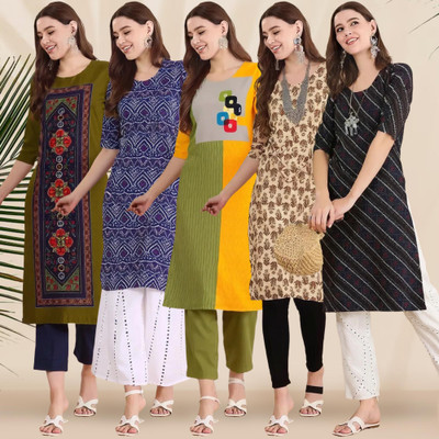 1 Stop Fashion Women Printed Straight Kurta(Multicolor)