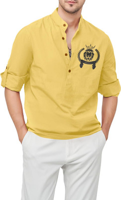 ZARA STAR Men Printed A-line Kurta(Yellow)