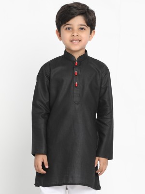 VASTRAMAY Boys Solid Straight Kurta(Black)