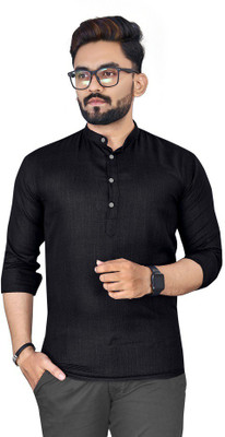 AKSHAT CREATION Men Solid Straight Kurta(Black)