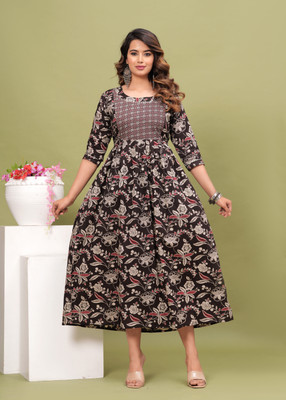 Chandar Textile Flared/A-line Gown(Black)