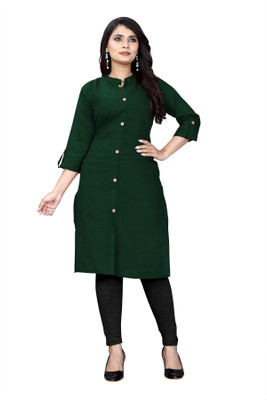 SRIGAA Women Solid A-line Kurta(Green)