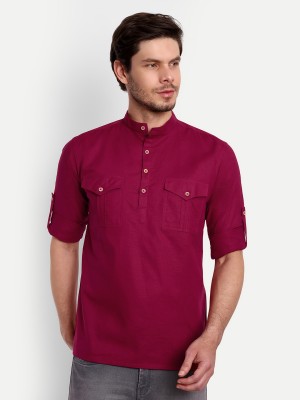 Vida Loca Men Self Design Straight Kurta(Maroon)