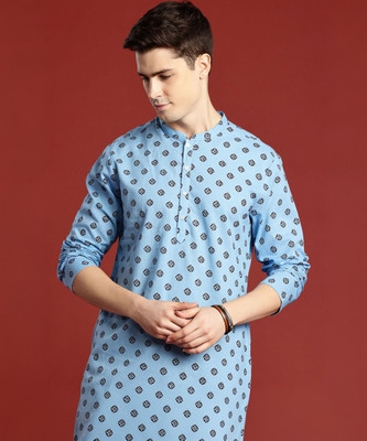 ANOUK Men Embellished A-line Kurta(Blue)