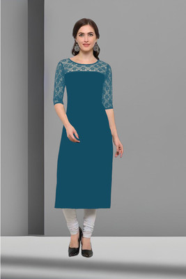 Maheshvi Women Self Design Straight Kurta(White)