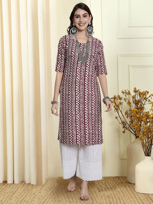 EthnicBasket Women Printed A-line Kurta(Purple)