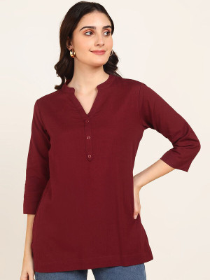 Chahat Gartex Women Self Design Straight Kurta(Red)